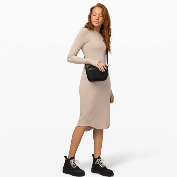 Lululemon💎PRISTINE RARE💎Om and On Dress✨Modal Contour Ribbed✨Sandlot trench✨L - Picture 3 of 5